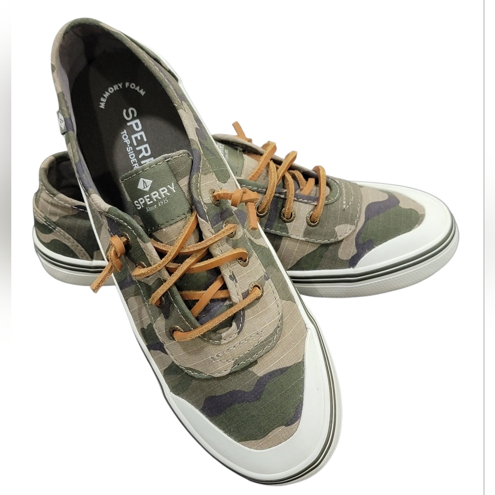 Sperry Camo Lounge 2 Lace Up Slip-On Sneakers Memory Foam Deck Shoes Women’s 7.5